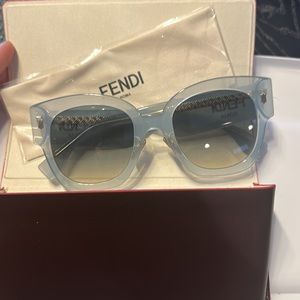 Fendi Roma Sunglasses-light blue acetate frame with grey lenses